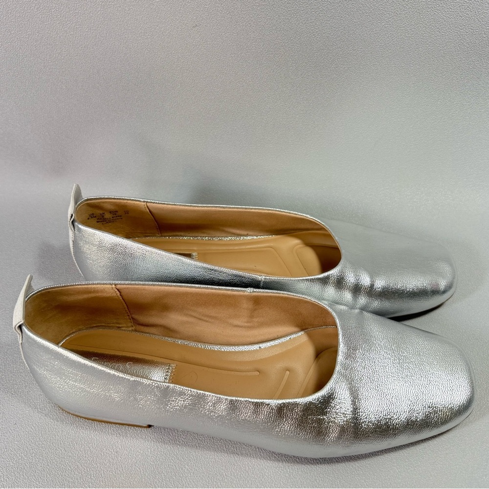 Franco Sarto Ariel Metallic Silver Square Toe Ballet Flats - Picture 4 of 15